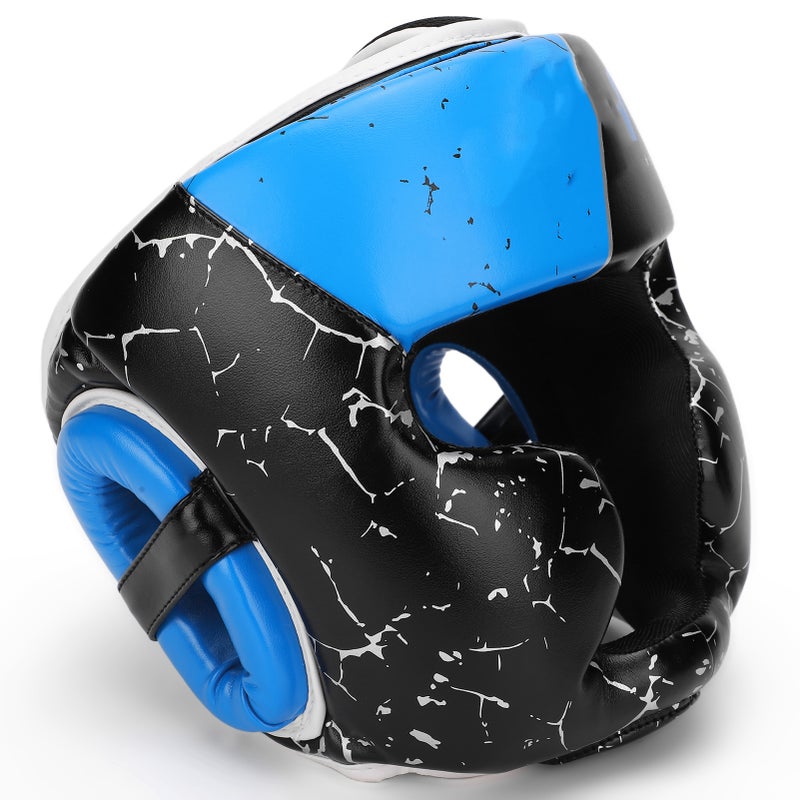 Kids Boxing Helmet: Pu Leather Breathable Liner Full Face Coverage - Adjustable Nylon Belt Kids Boxing Headgear for Youth Safe Boxing MMA Training - Image 1