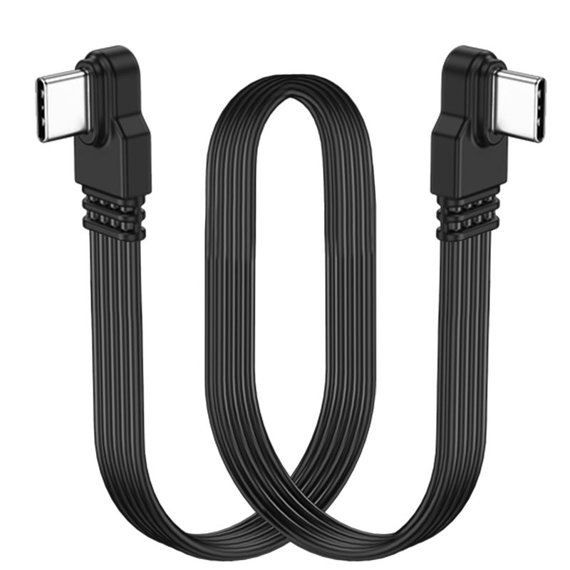 Short 90 Degree USB Type C 2.0 Flat Cable,PD 65W USB C 2.0 Fast Charge Cord,Data & Fast Charging Sync Cord,Short USB Type C Flat Soft Data Cable,for Phone (Side to Side, 1M)