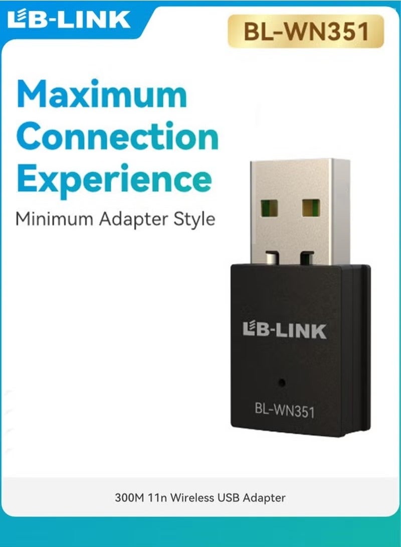 LB لنك 300Mbps صغير USB لاسلكي محول WiFi الاستخدام 2.0 802.11b/g/b 2.4GHz مهايئ شبكة الإنترنت الشبكة المحلية مستقبل - Image 1