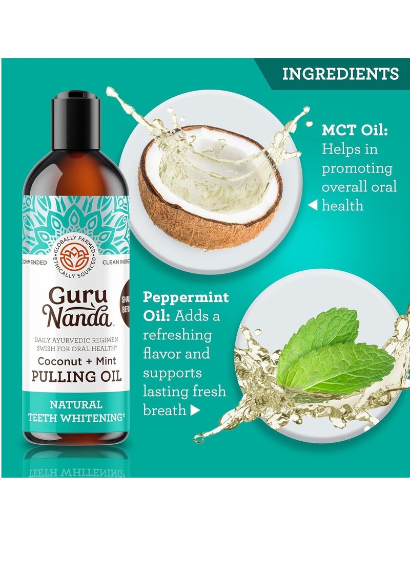 GuruNanda GuruNanda Whitening Pulling Oil with Coconut Oil & Peppermint Essential Oil for Natural Teeth Whitening, Fresh Breath, Alcohol Free Mouthwash (8 FlOz)  - Image 3