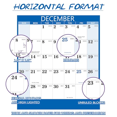 Artfan 2026 Yearly Wall Calendar - 2026 Calendar, JAN 2026 - DEC 2026, Yearly Calendar/Planner, 34.3" x 22.8"(Open), 2026 Wall Calendars with Double-Sided Round Sticks - Colorful - Image 3