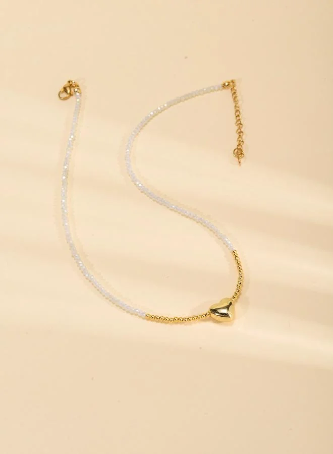 تايك تو Glass Beaded Heart Pendant Necklace
