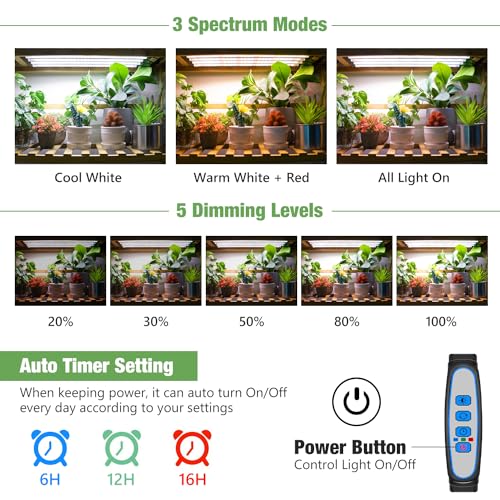 Kullsinss Plant Grow Light Strips, 240 LEDs Grow Lights for Indoor Plants Full Spectrum with Upgrade Timer 6/12/16 Hrs, 3 Spectrum Modes, Sunlike Grow Lamp for Seedlings Hydroponics Succulent, 2 Pack - Image 3