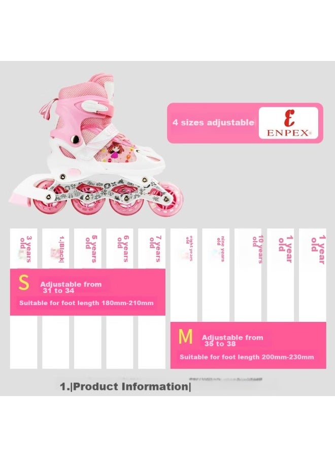Evervon Roller Skates For Children, Inline Skates For Boys And Girls, Roller Skates 337 Pink With Protective Gear And Helmet, Size S Fits 31-34 - Image 4