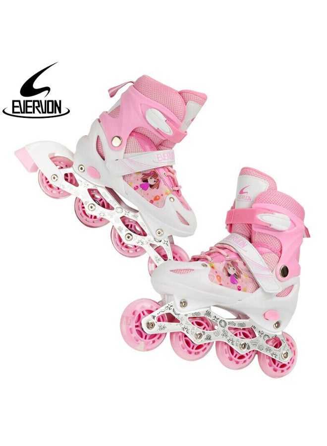Evervon Roller Skates For Children, Inline Skates For Boys And Girls, Roller Skates 337 Pink With Protective Gear And Helmet, Size S Fits 31-34 - Image 5