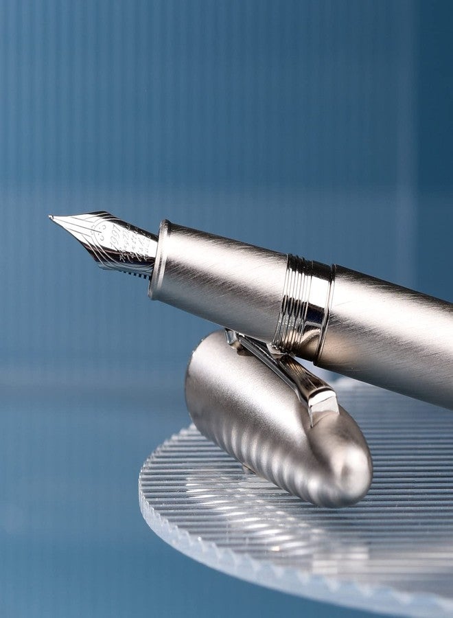 Asvine Hongdian 620 Silver Metal Fountain Pen Extra Fine Nib Classic Pen Office Pen Writing with Metal Box - Image 4