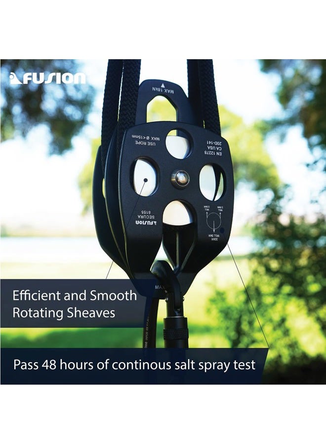 FUSION Climb Lightweight and Durable Aero Space Aluminum Alloy Double Pulley Swing Plate 32kN for Progress Capture System Rigging Hauling Rescue Arborist Tree Climbing - Image 3