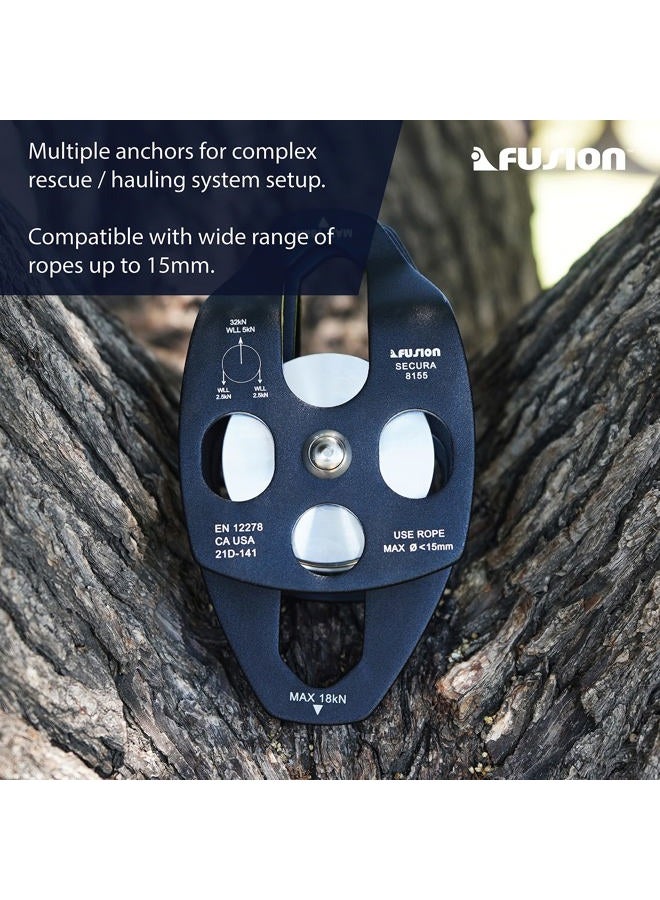 FUSION Climb Lightweight and Durable Aero Space Aluminum Alloy Double Pulley Swing Plate 32kN for Progress Capture System Rigging Hauling Rescue Arborist Tree Climbing - Image 4