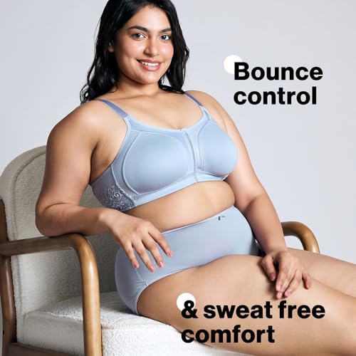 NYKD by Nykaa Women’s Full Support M-Frame Heavy Bust Everyday Cotton Bra | Non-Padded | Wireless | Full Coverage| Bra, NYB101, Light Blue, 38C, 1N - Image 2
