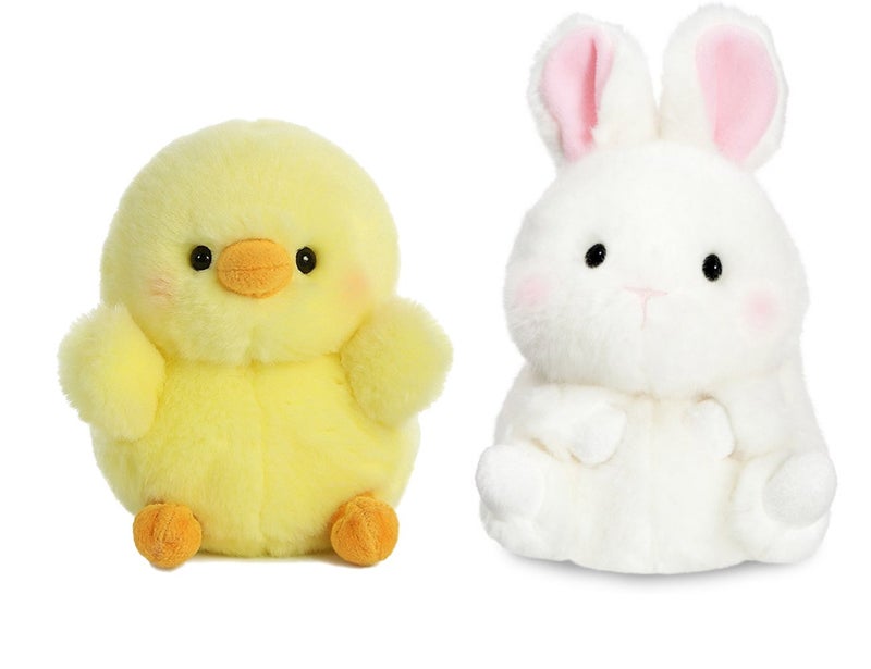 Aurora Bundle of 2 5"" Beanbag Stuffed Animals: Chickadee Chick and Bunbun Bunny - Image 1