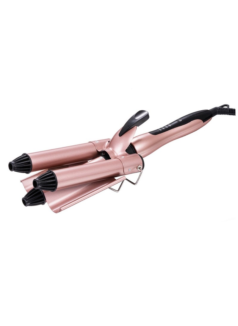PANDA JOJO 3 Barrel Curling Iron Hair Crimper, Heat up Quickly Hair Waver, Tourmaline Ceramic Heating, Waver Iron Adjustable 25mm Hair for Long or Short, Last Wand for Women, Rose Gold  - Image 5