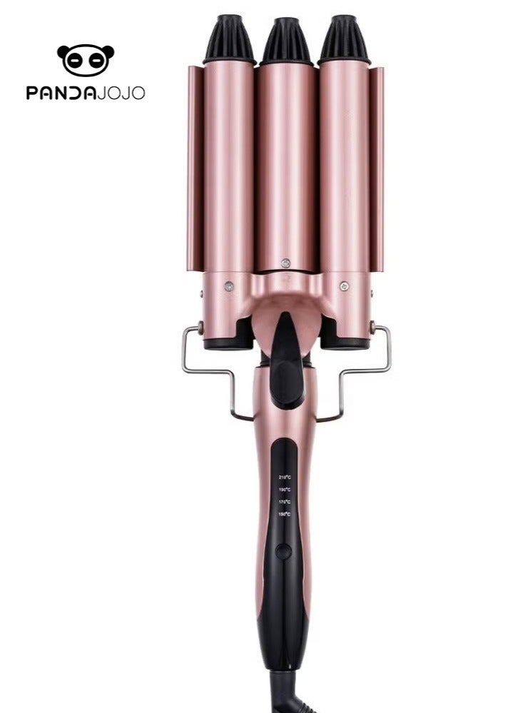 PANDA JOJO 3 Barrel Curling Iron Hair Crimper, Heat up Quickly Hair Waver, Tourmaline Ceramic Heating, Waver Iron Adjustable 25mm Hair for Long or Short, Last Wand for Women, Rose Gold - Image 1