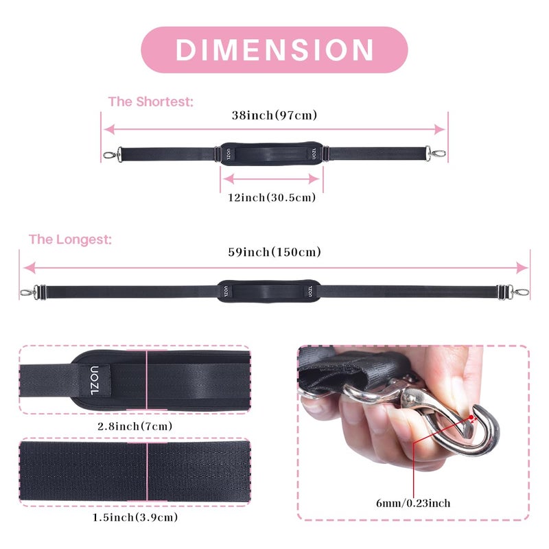 UOZL 59 Inch Shoulder Straps, Soft with Ultra-Thick Fixed Shoulder Pad, Two Way Independently Adjustable Buckle Replacement Straps for Laptop Bag Messenger Bag Tool Bag Luggage,Black - Image 2