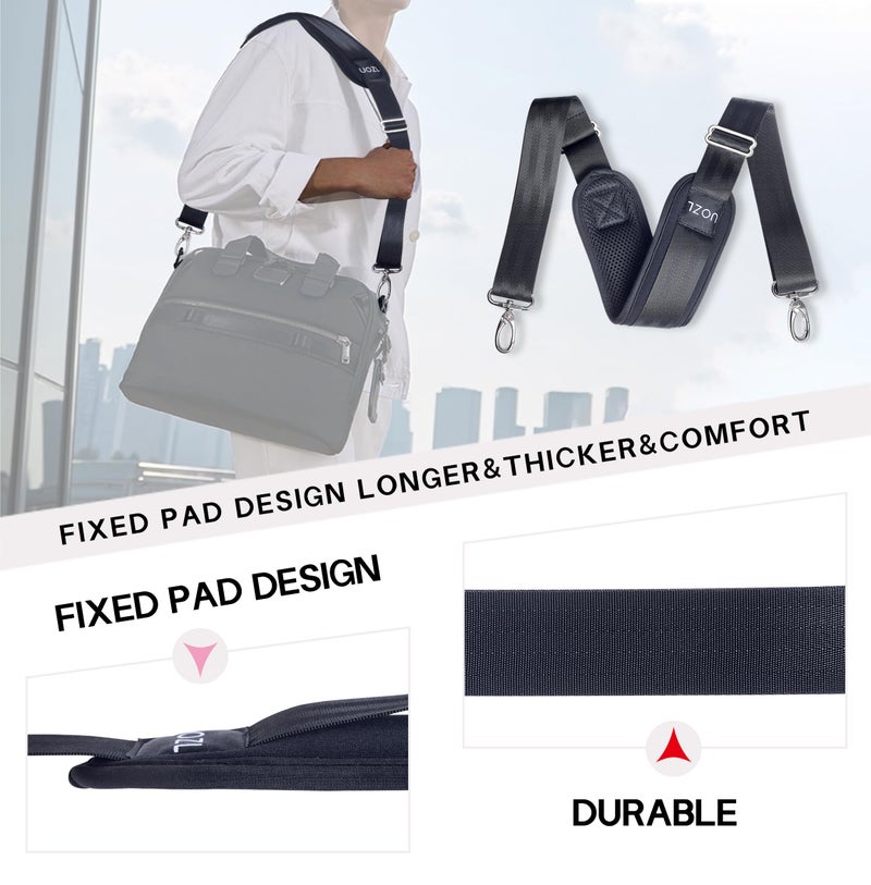 UOZL 59 Inch Shoulder Straps, Soft with Ultra-Thick Fixed Shoulder Pad, Two Way Independently Adjustable Buckle Replacement Straps for Laptop Bag Messenger Bag Tool Bag Luggage,Black - Image 5