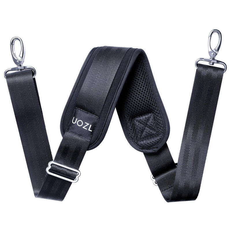 UOZL 59 Inch Shoulder Straps, Soft with Ultra-Thick Fixed Shoulder Pad, Two Way Independently Adjustable Buckle Replacement Straps for Laptop Bag Messenger Bag Tool Bag Luggage,Black - Image 1