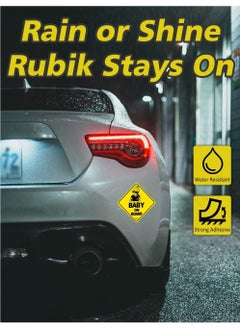 Rubik Baby on Board Car Sign Self Adhesive Sticker, 1pc Reflective Kids Safety Warning Cute Design for Car Rear Window Bumper Universal Fit (12x12cm)  - Image 3