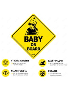 Rubik Baby on Board Car Sign Self Adhesive Sticker, 1pc Reflective Kids Safety Warning Cute Design for Car Rear Window Bumper Universal Fit (12x12cm)  - Image 5