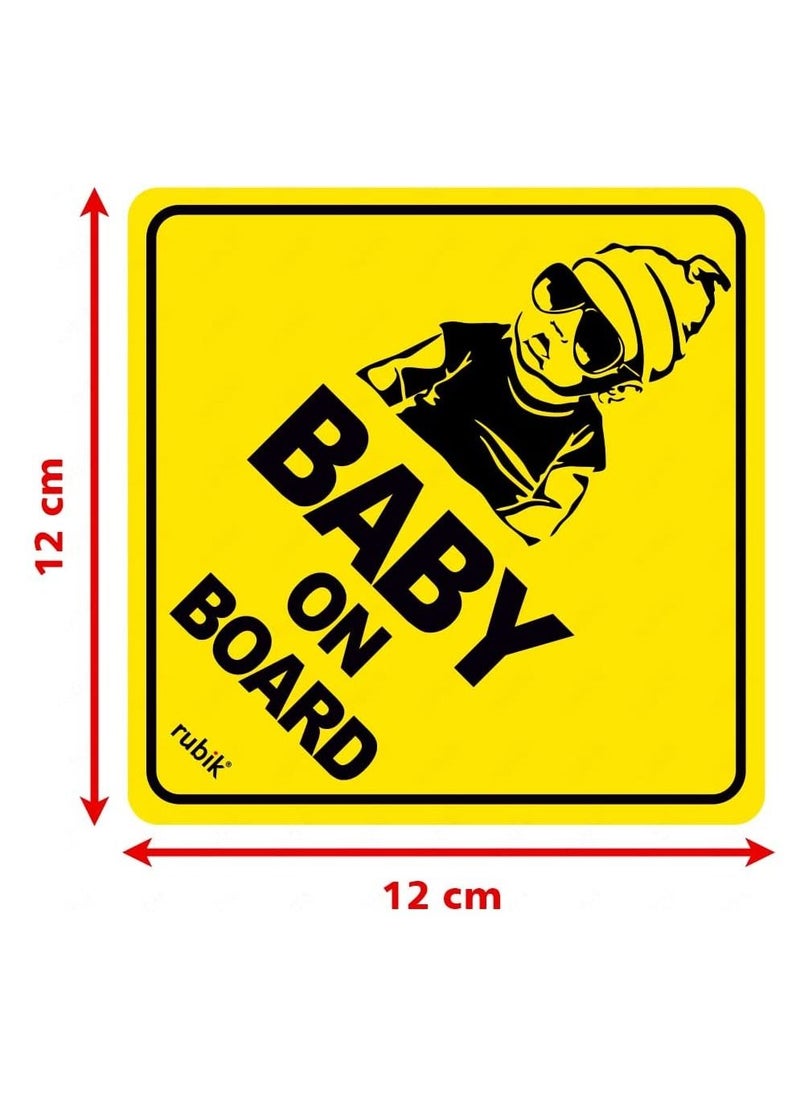 Rubik Baby on Board Car Sign Self Adhesive Sticker, 1pc Reflective Kids Safety Warning Cute Design for Car Rear Window Bumper Universal Fit (12x12cm)  - Image 4