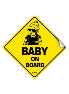 Rubik Baby on Board Car Sign Self Adhesive Sticker, 1pc Reflective Kids Safety Warning Cute Design for Car Rear Window Bumper Universal Fit (12x12cm)  - Image 1