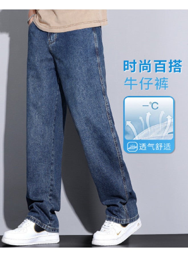 FOLUNSI men's Straight-leg Jeans - Trendy Loose Fit, Oversized Wide-leg Casual Pants - Image 1
