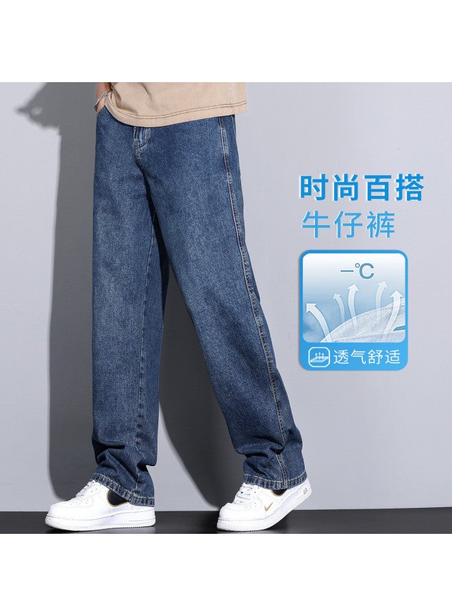 FOLUNSI men's Straight-leg Jeans - Trendy Loose Fit, Oversized Wide-leg Casual Pants - Image 2