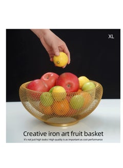 Excefore Metal Fruit Basket, Mesh Fruit Bowl,Fruit and Vegetable Holders for Countertops, for Bread Vegetables Fruits snacks (2Pcs 5.6" H and 4.4" H Golden)  - Image 5