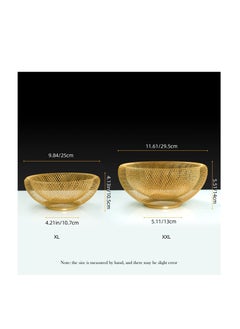 Excefore Metal Fruit Basket, Mesh Fruit Bowl,Fruit and Vegetable Holders for Countertops, for Bread Vegetables Fruits snacks (2Pcs 5.6" H and 4.4" H Golden)  - Image 2