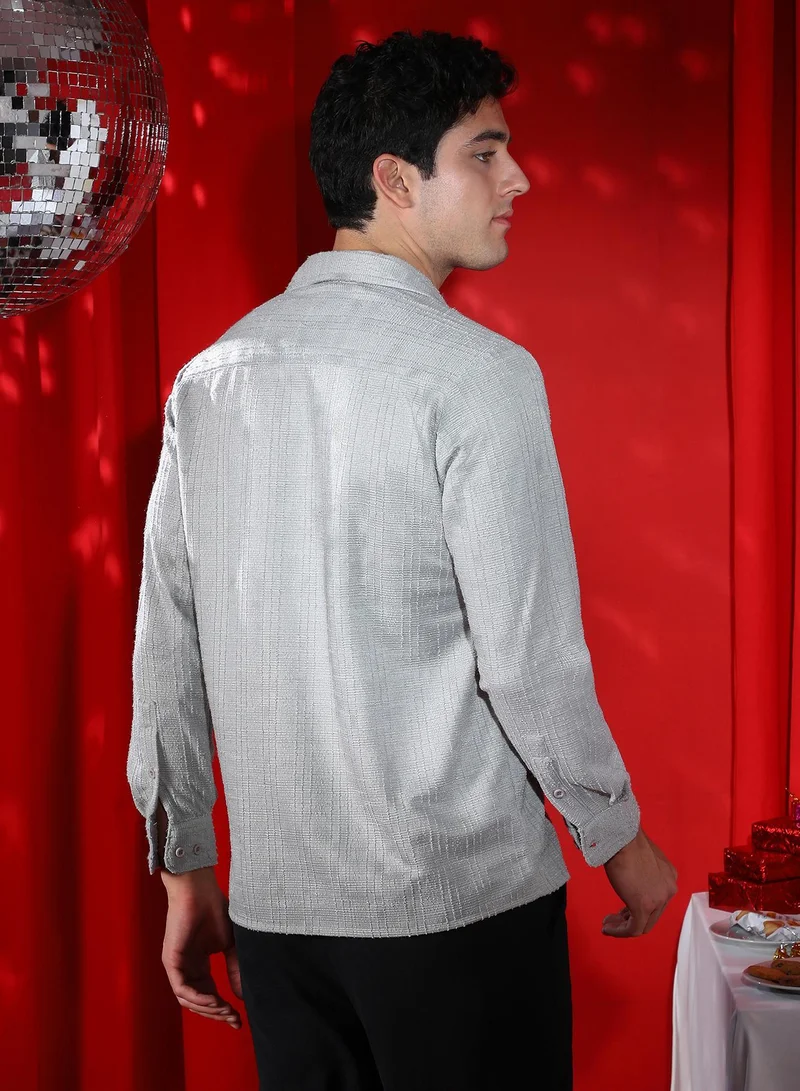 CAHOOT  Men's Cloud Grey Tactile Cuban Shirt for Men | Best Price UAE
