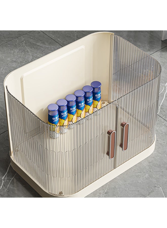 Noon East 4 Layers Plastic Stackable Storage Cabinet with Wheels, Foldable Kitchen Collapsible Storage Bins for Snack and Bathroom Organizer, Cream 41 x 28 x 121cm - Image 4