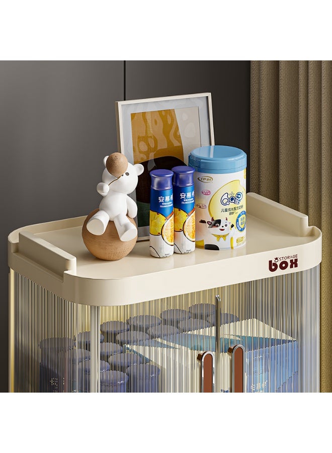 Noon East 4 Layers Plastic Stackable Storage Cabinet with Wheels, Foldable Kitchen Collapsible Storage Bins for Snack and Bathroom Organizer, Cream 41 x 28 x 121cm - Image 3