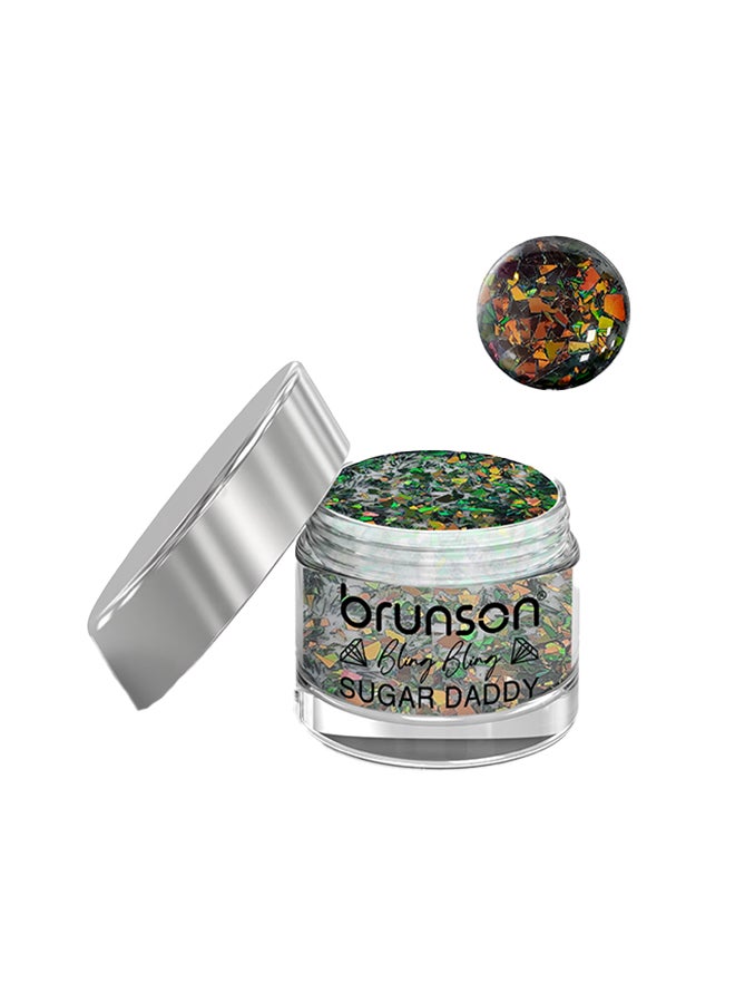 brunson Acrylic Nail Powder DIP And Buff System, Sugar Daddy Glittered 30ml BABS05