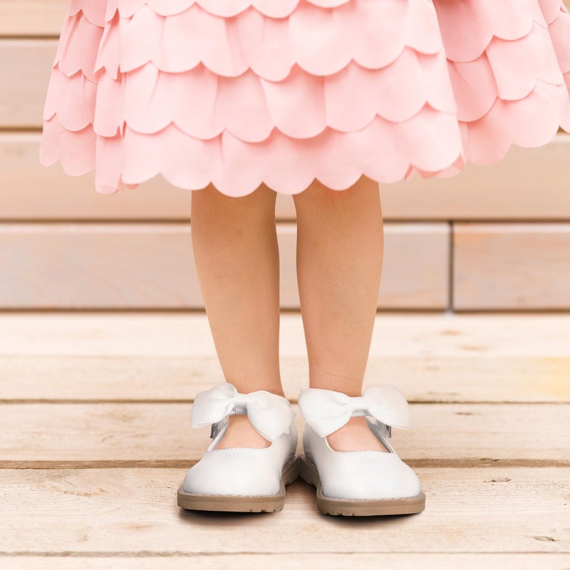 shoeslocker Toddler Girl Dress Shoes Little/Big Girl Mary Jane Shoes Wedding Party Girls Princess Flat Shoe White Size 9 - Image 2