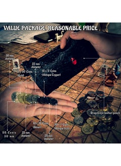 CZYY DND Metal Coins Set of 60 with Leather Pouch - Gaming Tokens, Pirate Treasure, Accessories & Props for Board Games, Dungeons and Dragons, Tabletop RPGs and LARP  - Image 5