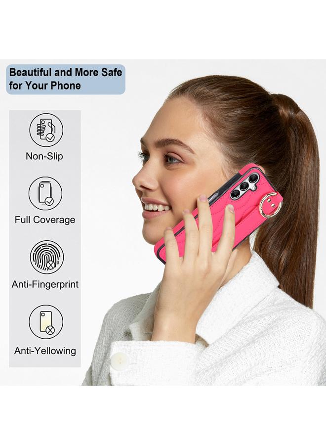 S-TOP Case For Samsung Galaxy A14 4G / 5G Non-slip Full Coverage Ring PU Phone Case with Wristband - Image 3