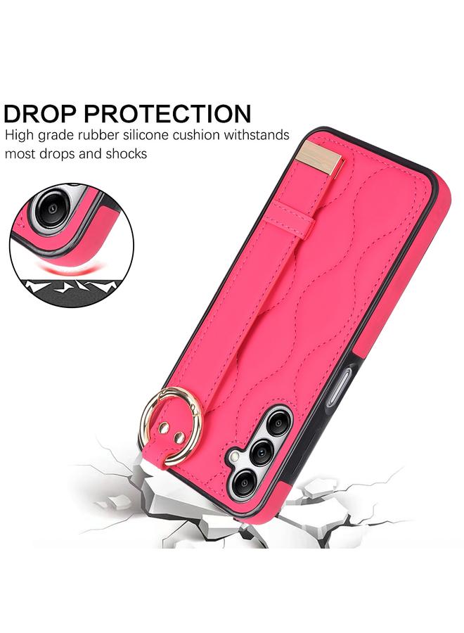S-TOP Case For Samsung Galaxy A14 4G / 5G Non-slip Full Coverage Ring PU Phone Case with Wristband - Image 2
