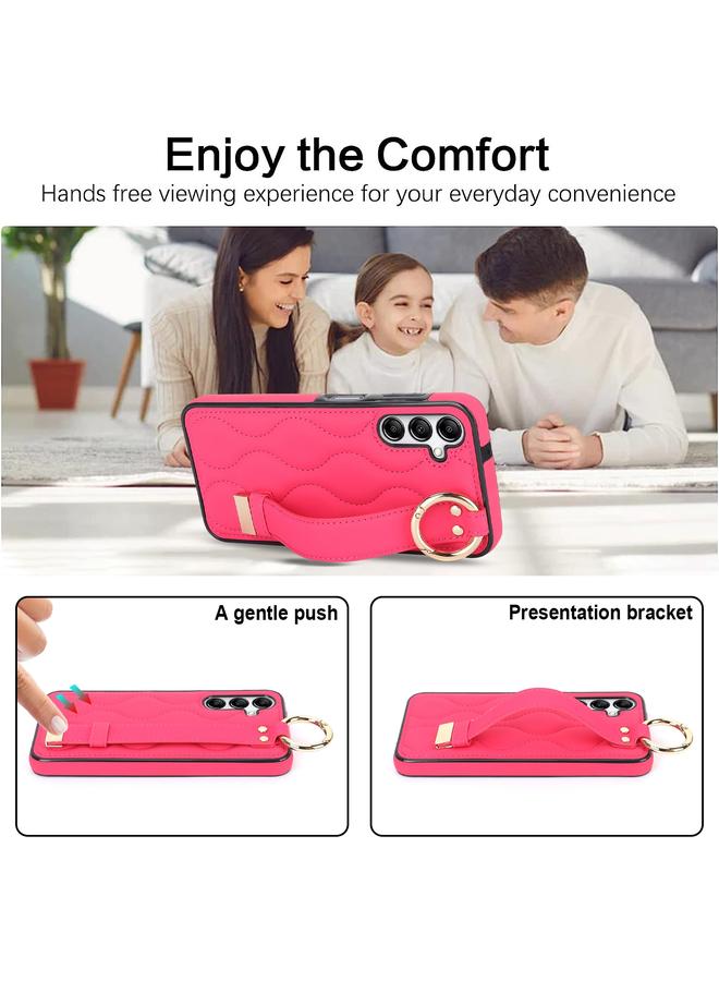 S-TOP Case For Samsung Galaxy A14 4G / 5G Non-slip Full Coverage Ring PU Phone Case with Wristband - Image 4