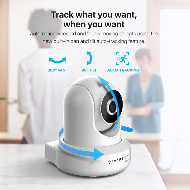 Amcrest 4MP ProHD Indoor WiFi, Security IP Camera with Pan/Tilt, Two-Way Audio, Night Vision, Remote Viewing, 4-Megapixel @30FPS, Wide 90Â° FOV, IP4M-1041W (White) - Image 3