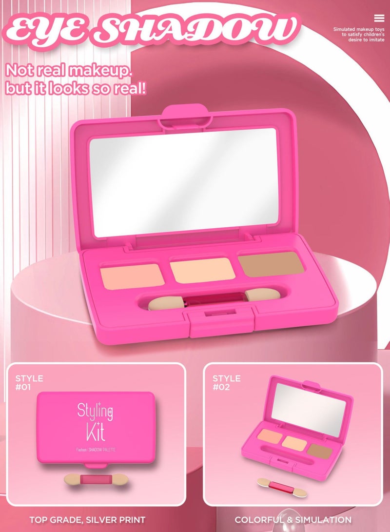 Pretend Makeup Kit for Girls, 9 Pcs Kids Cosmetic Pretend Play Beauty Make Up Set, Not Real Eye Shadow Blush Palette Lipstick, Pink,Beauty set with fashion boxmakeup toy set for Kids Girls  - Image 5