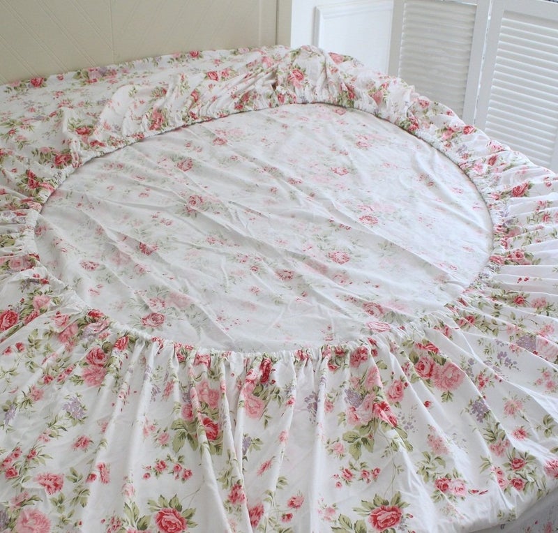 FADFAY Cotton Bed Sheets Set Rose Floral Bed Sheets 4-Piece Queen Size - Image 4
