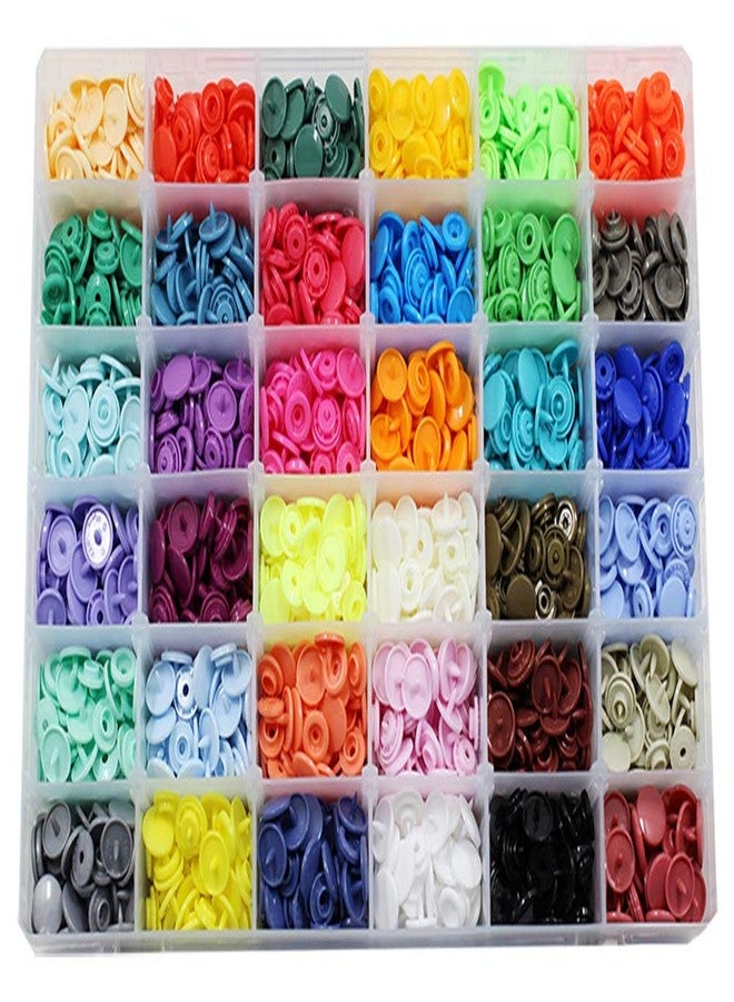 BetterJonny 720 Sets 36 Color KAM Snaps with Storage Container, BetterJonny Size 20 T5 No Sew Resin Plastic Snaps Sewing Fasteners Punch Poppers for Cloth Craft Mama Pads - Image 1