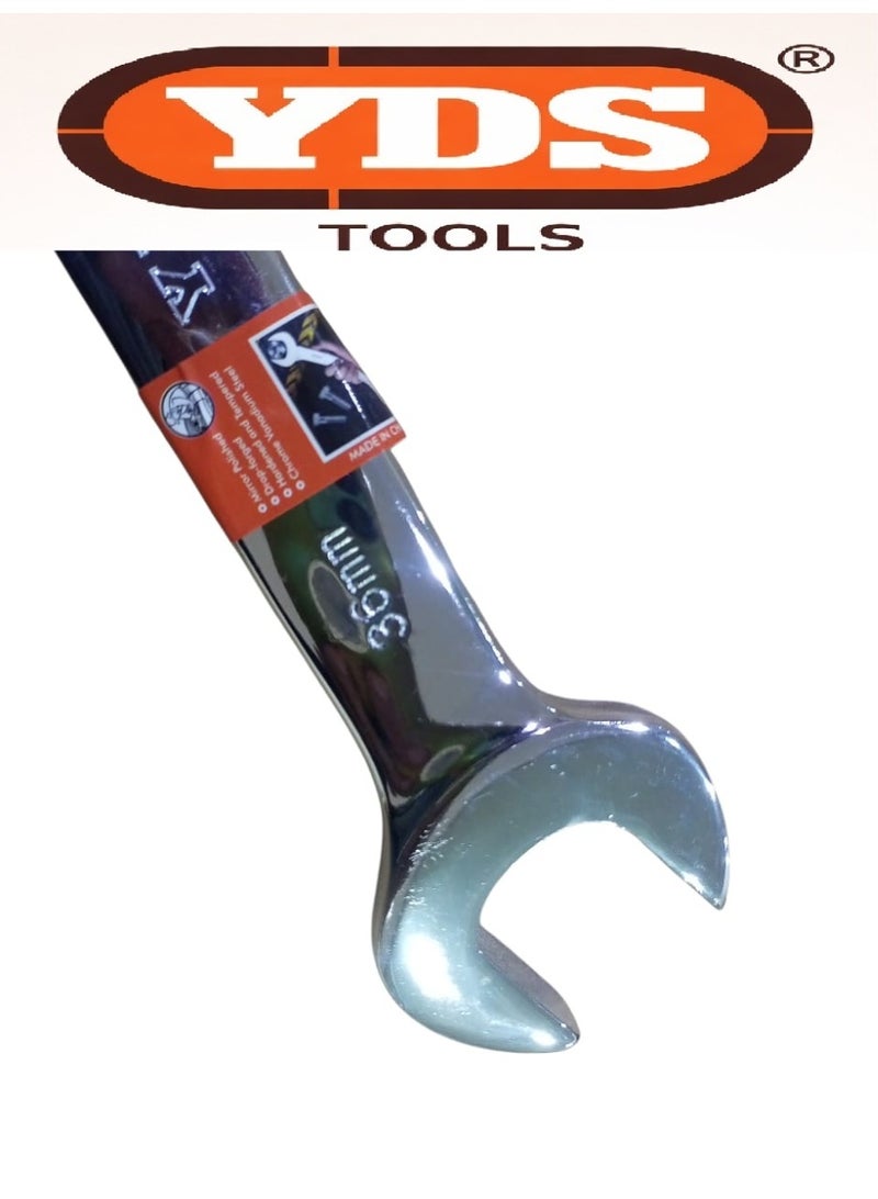 YDS Tools Double Open End Spanner 36 × 41mm – Model 10006138 – 1090g Weight – Polished Chrome Steel Wrench for Heavy-Duty Industrial Use - Image 4