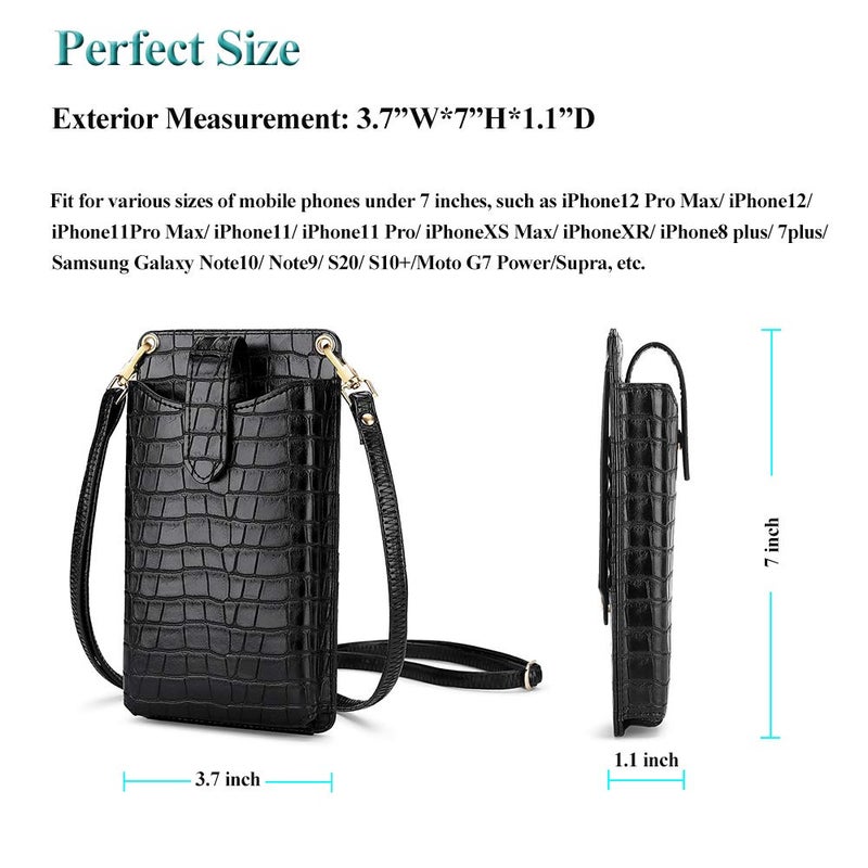 PEACOCKTION Peacocktion Small Crossbody Cell Phone Purse for Women, Lightweight Mini Shoulder Bag Wallet with Credit Card Slots (Black Color)  - Image 4