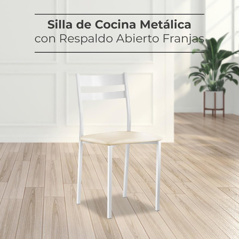 ASTIMESA Kitchen Chair Metal Open Back Beige 45cm x 45cm x 40cm - Image 2