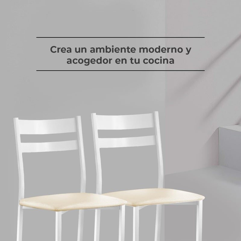 ASTIMESA Kitchen Chair Metal Open Back Beige 45cm x 45cm x 40cm - Image 3