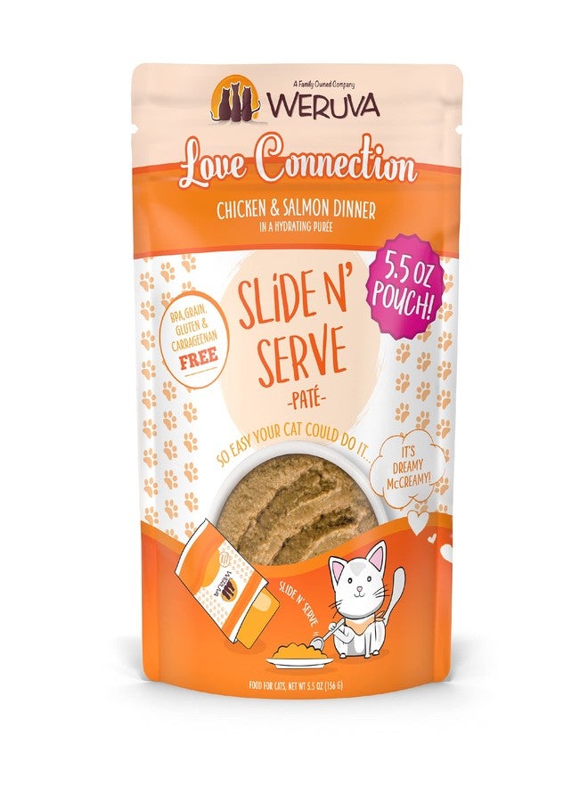 Weruva Wet Cat Food, Love Connection with Chicken and Salmon Pate, 5.5oz Slide N Serve Pouch, Pack of 12 - Image 1