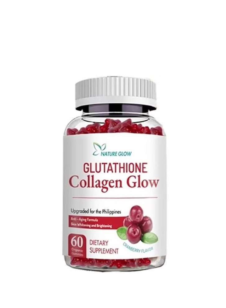 NATURE GLOW Nature Glow Glutathione Collagen Glow – Cranberry Flavor Gummies  for Skin, Hair & Immunity – 60 Gummies | Best Price Qatar