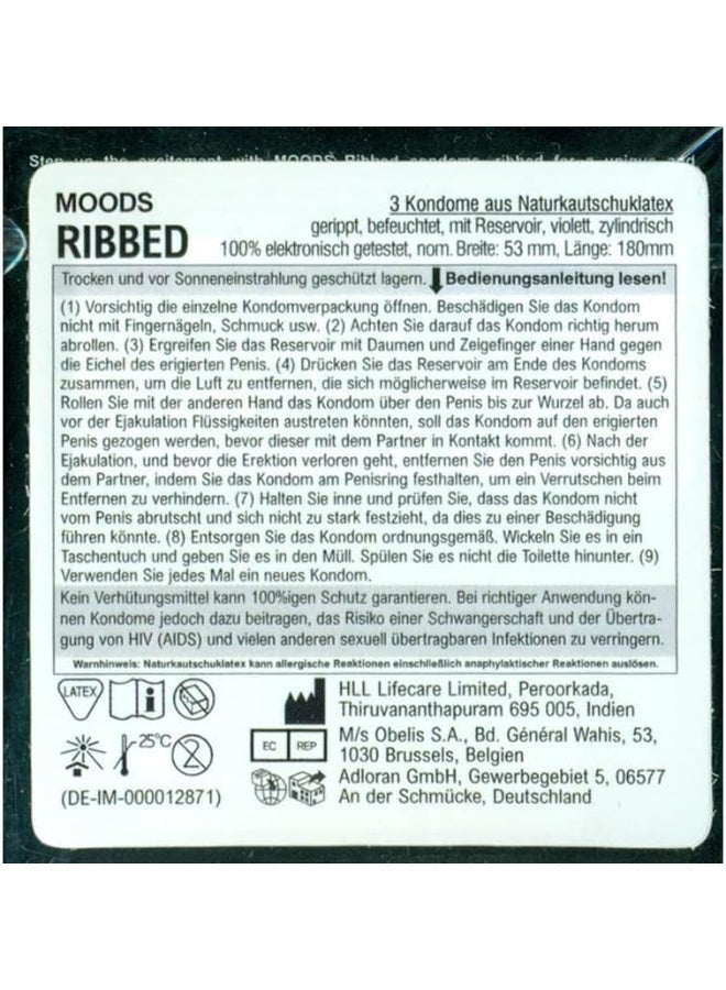 MOODS Ribbed 3 Condoms - Image 3