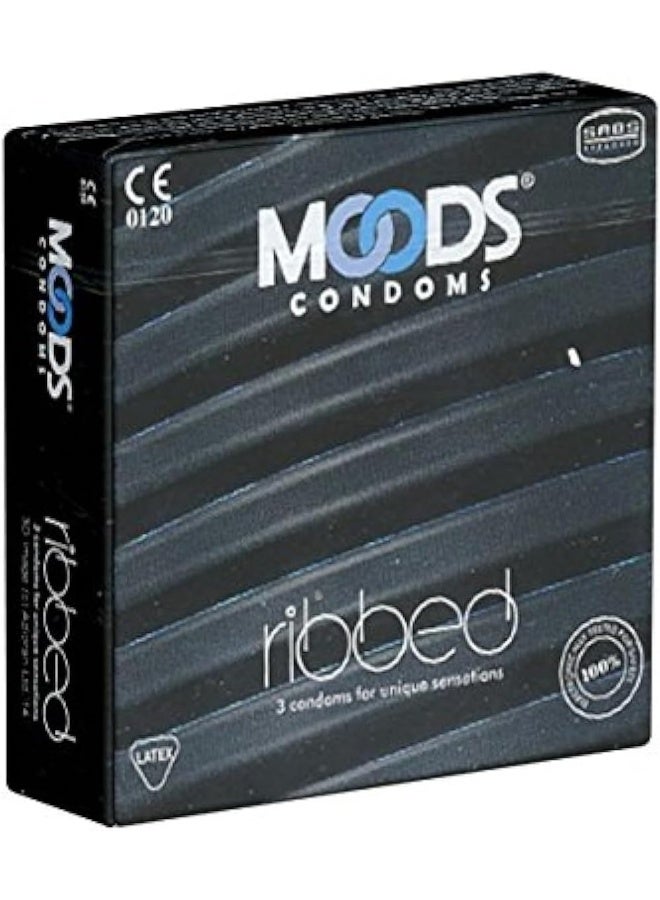 MOODS Ribbed 3 Condoms - Image 1