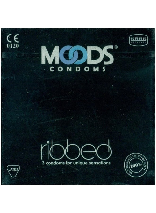 MOODS Ribbed 3 Condoms - Image 2