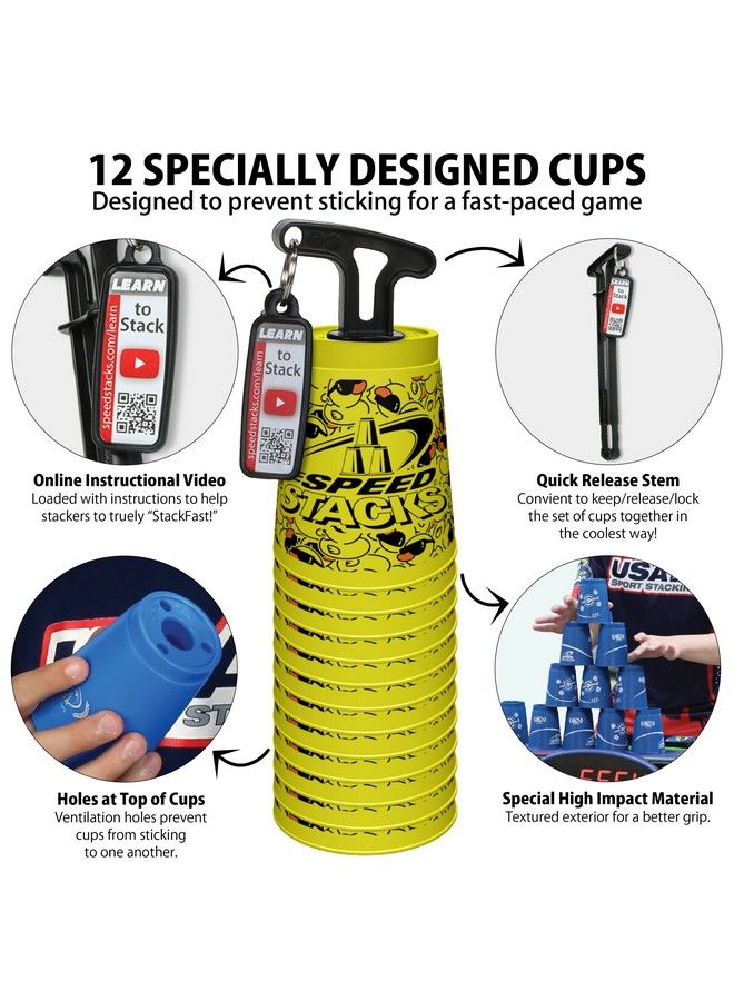 SPEED STACKS ; Official Sport Stacking Set, Lucky Duck 12 Cups And Holding Stem ; Top Grade Materials, Low Friction ; Wssa Approved - Image 5